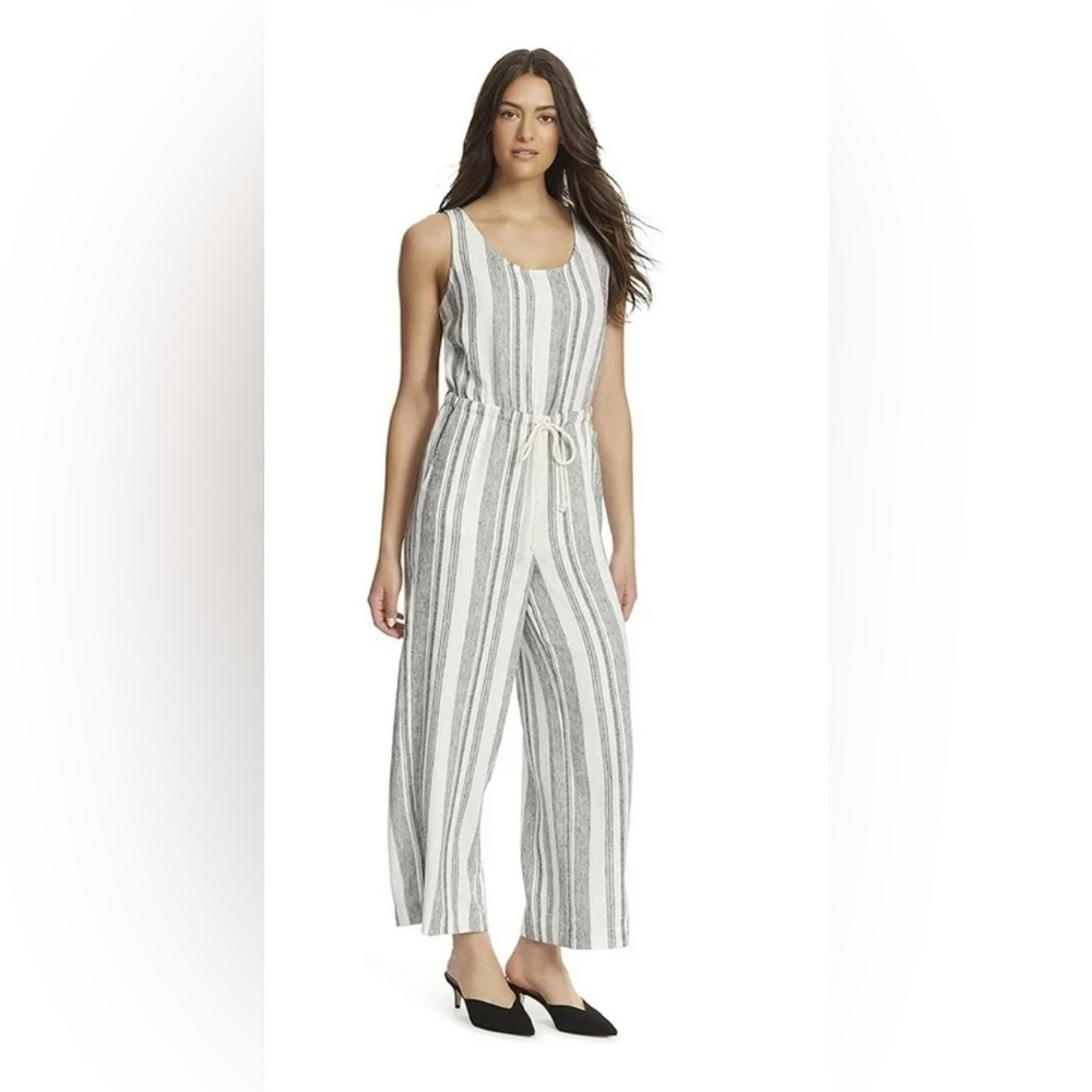 Ella Moss Women's Sleeveless Striped Crossback Jumpsuit White Size 25 NWT